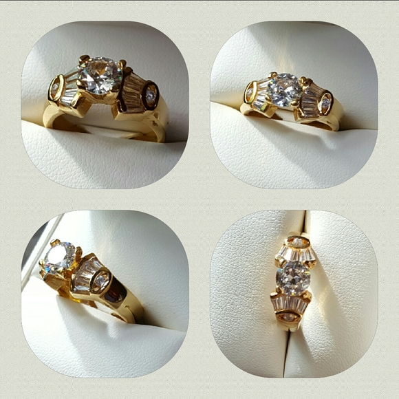 NEW IN BOX Brilliant Gold CZ Engagement Ring - Picture 4 of 7